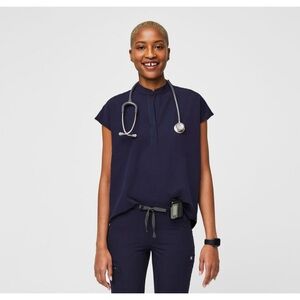 FIGS Rafaela Oversized Scrub Top, Navy, Size S Small